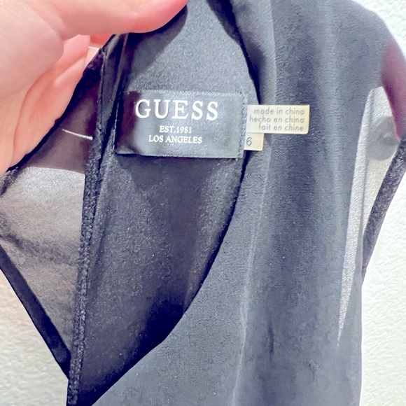 Guess Black Dress Exquisite Open Bow Back Sheer Drape Sequined Skirt - Size 6 - Picture 6 of 7